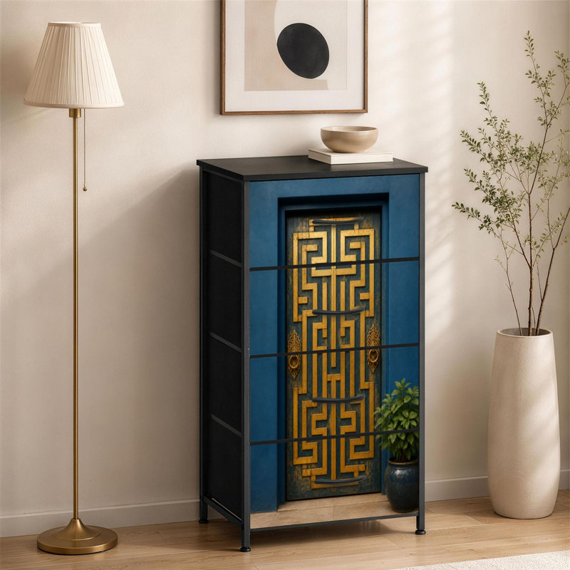 Petite commode à 4 tiroirs pour chambre à coucher avec porte d'entrée Mid Mid Century