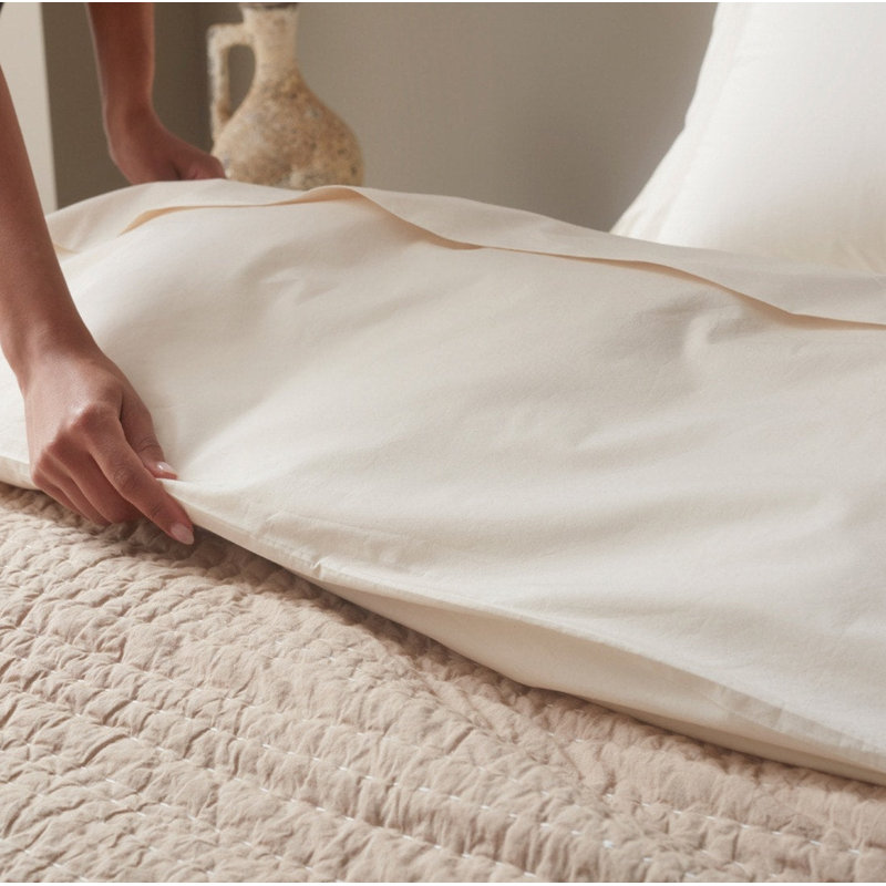 Channel Handstitched Percale Quilt, Hazel Chambray, Twin Quilt