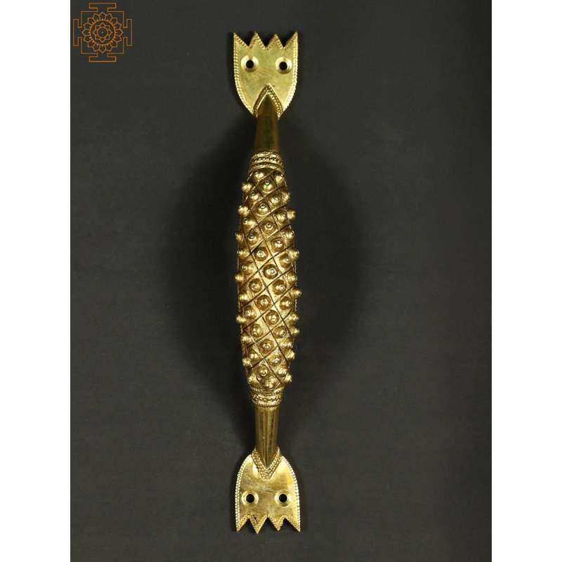 11" Handmade Solid Brass Designer Door Handle – Ornate Luxury Pull, Antique Gold Finish, Heavy-Duty Decorative Hardware for Main Door, Entryway, or Cabinets