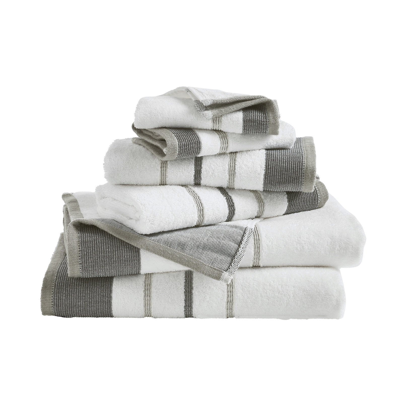Deanthony Cotton Bath Towel, Dark Gray/Light Gray, 6 Piece Towel Set