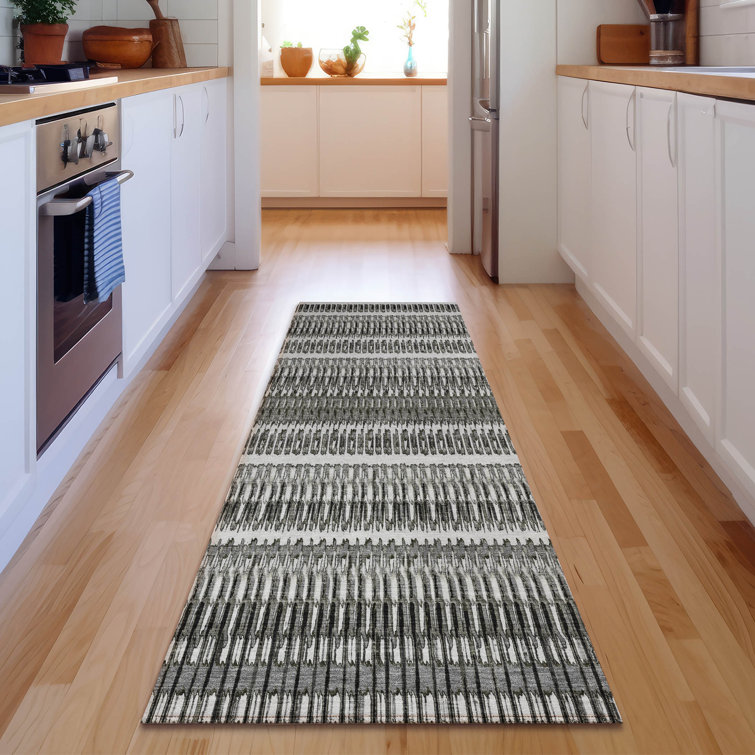 Premium Machine Washable Cerrito AMF589 Gray Runner Rug