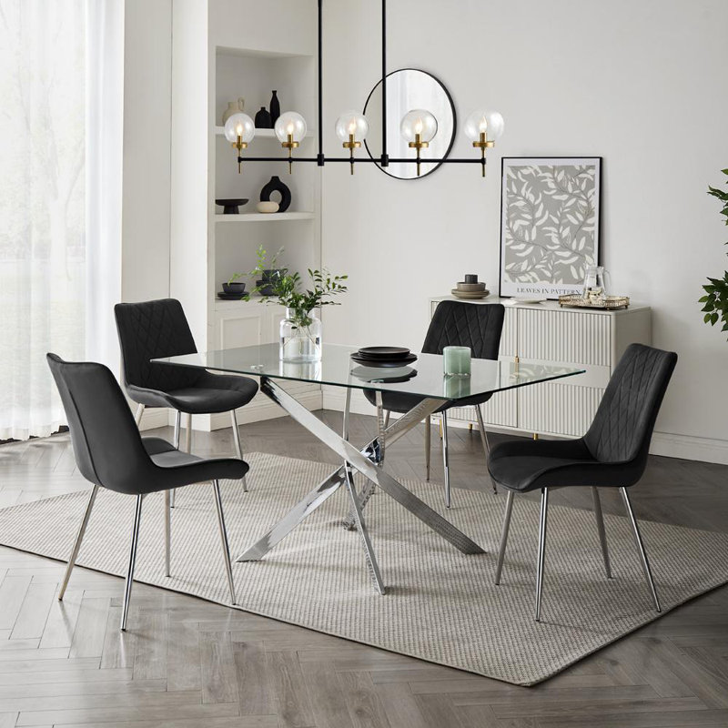 Deantonio 4 - Person Dining Set, Black 