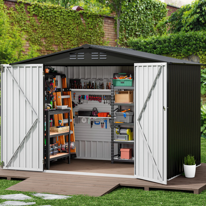 8 ft. W x 6 ft. D Metal Traditional Storage Shed, Gray