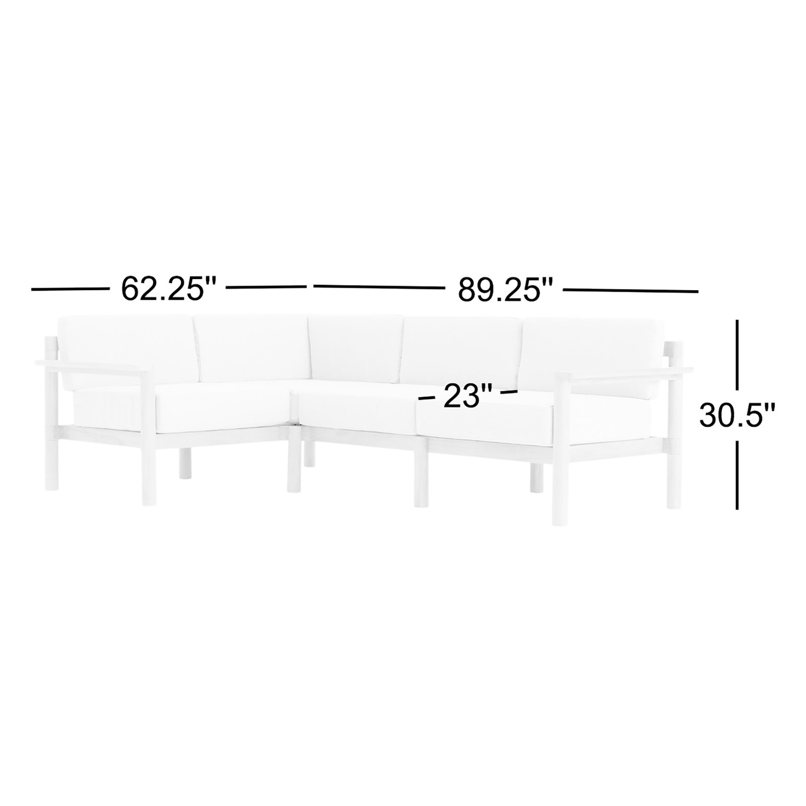 Haven 89" Sunbrella® Patio Sectional, Sunbrella Ashe
