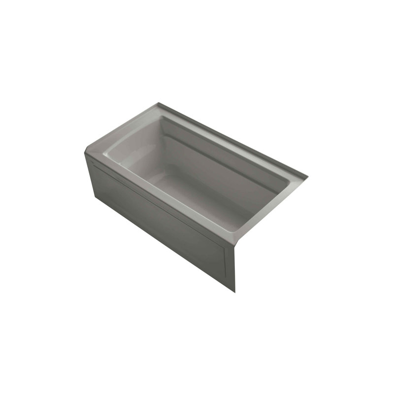 Archer 60" x 32" Soaking Acrylic Bathtub with Heater, Cashmere, Left