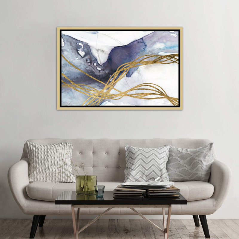 Agate Wave IV par Jennifer Goldberger - reproduction d'art encadrée, H 40 po x l 60 po x 1,5 po, Toile encadrée d'or