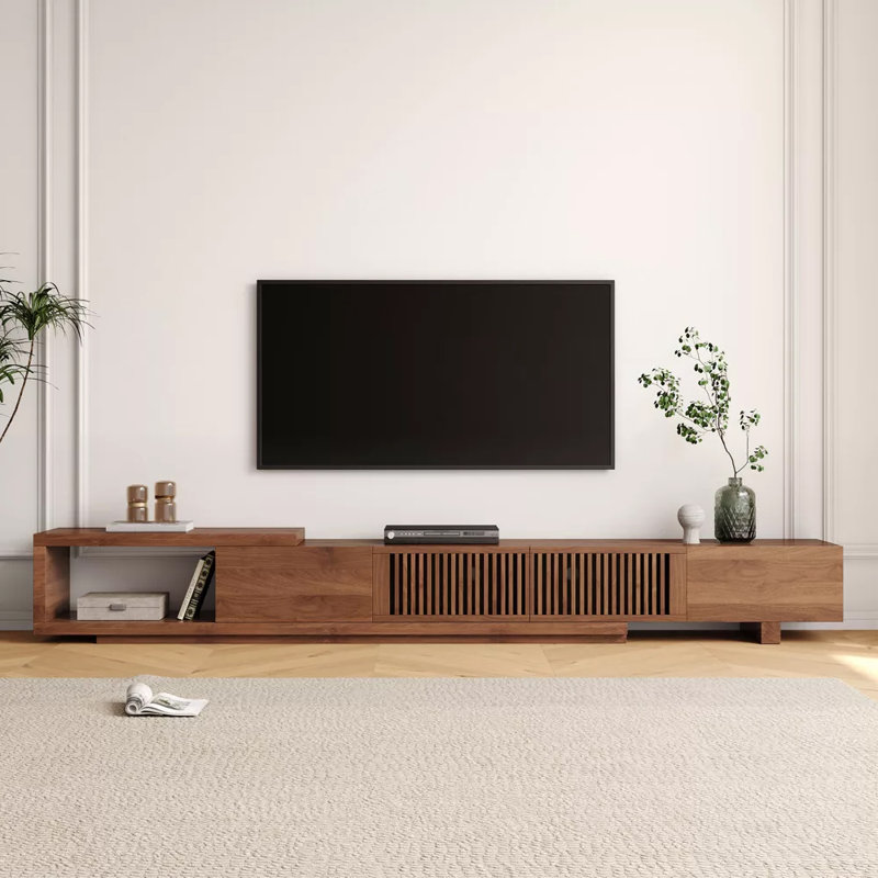 78.5"-105" Mid-Century Modern Extendable TV Stand ,Media Console with 2 Drawers and 2 Storage Units, for Living Room