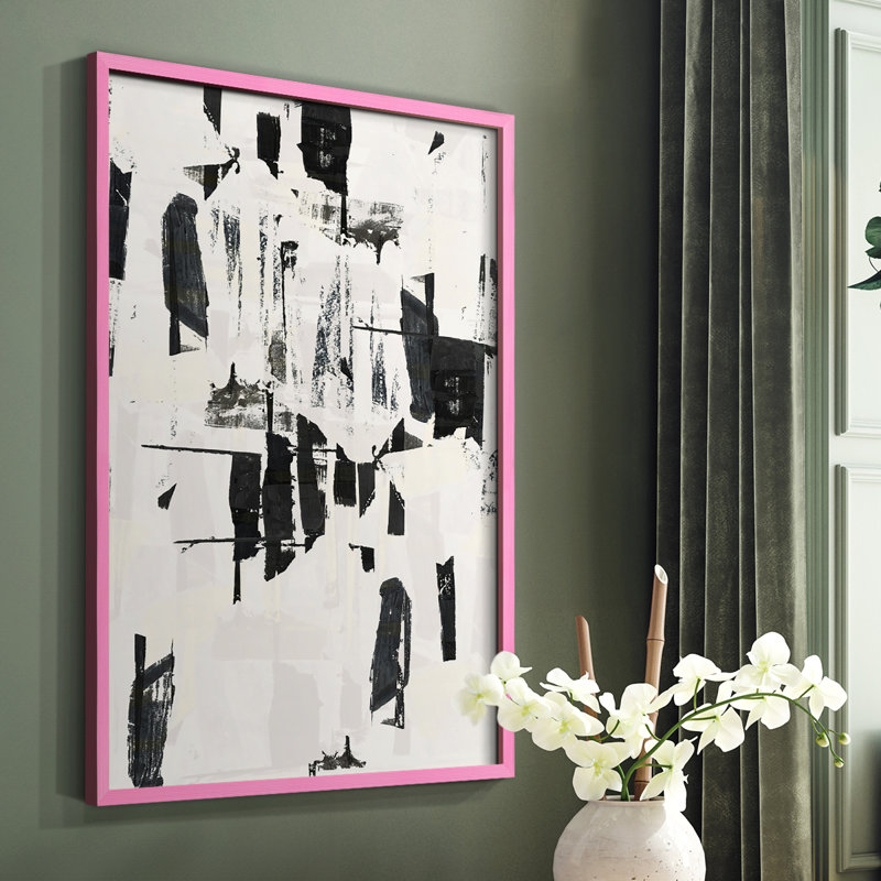 «Tiles & Texture Abstract Angles VI», reproduction encadrée - bois massif, Rose, H 10 po x l 8 po