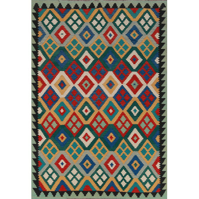 Tapis oriental kilim en laine à tissage plat 6 x 8