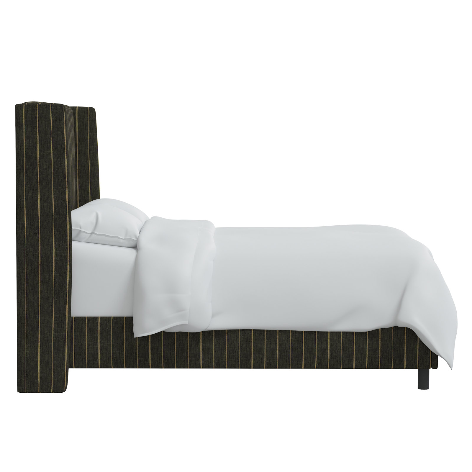 Tilly Upholstered Wingback Bed, Fritz Peppercorn Stripe, Full