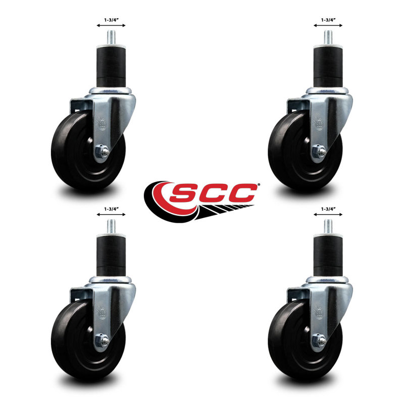Ensemble de roulettes extensibles à roulettes en caoutchouc souple SCC NB 4 po x 1-3 / 4 po
