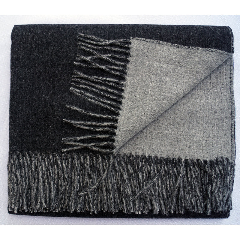 Hand Woven Throw Blanket, Gray/Charcoal