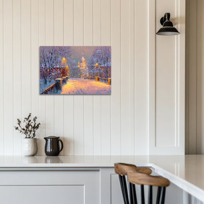 Hiver, art mural paysage d'hiver - Scène d'hiver, décoration murale, peinture d'hiver sur toile pour le salon, estampes d'art pour la maison