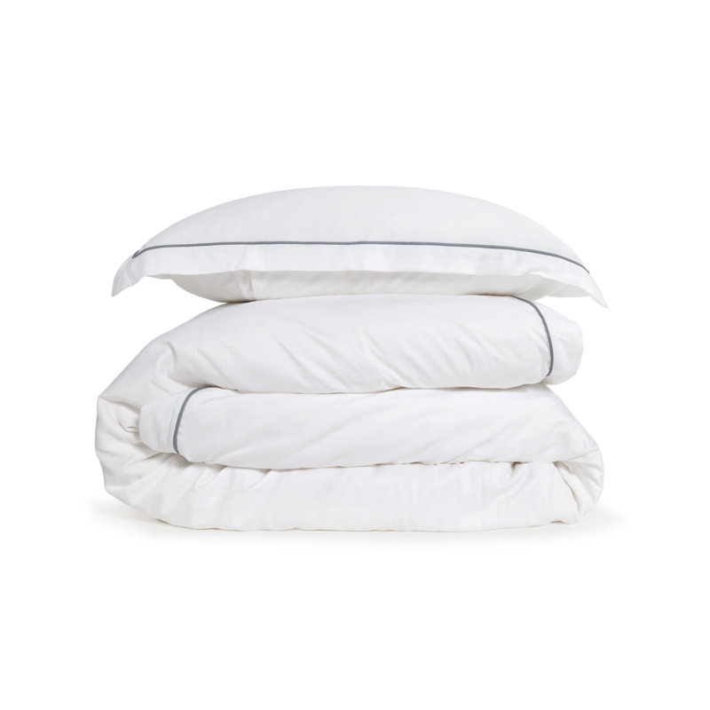 Sheena Duvet Cover, White/Ocean, Twin Duvet Cover +  1 Standard Sham