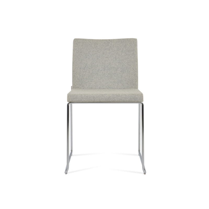 Chaise empilable en laine Aria, Chrome chrome, Laine argentée