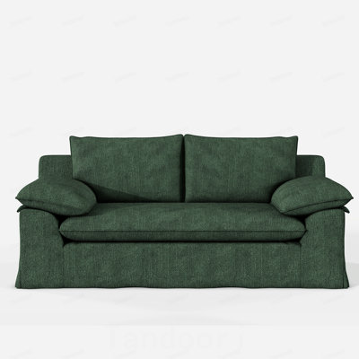 Linen Fabric Compression Loveseat Sofa with Removable Washable Cover, Deep Seat Upholstered Couch with High-Density Foam, No Assembly Required Space-Saving Sofa