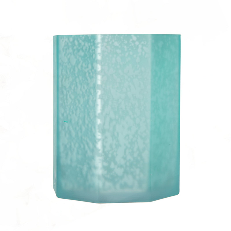 Bougeoir octogonal en verre mercure givré 5,1 x 5,1 x 5,9 po, paquet de 4, Turquoise