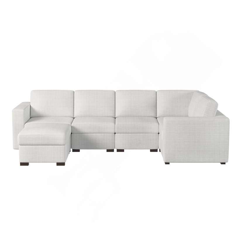 Canapé modulaire modulaire (en forme de L / U) - Housses amovibles, tissu en lin antidérapant, mousse haute densité, repose-pieds inclus
