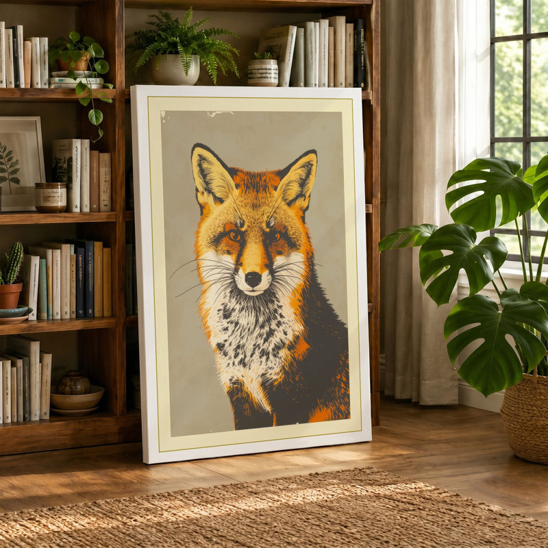 Fox Portrait Modern - Wrapped Canvas, 30x20 - 76.2 x 50.8 cm, Black Border