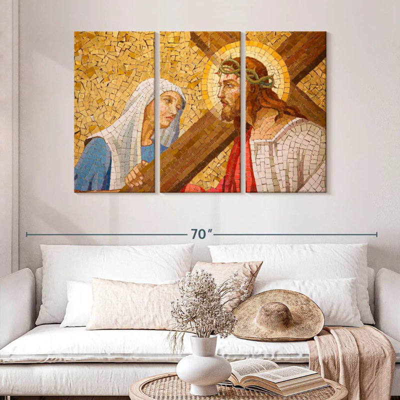 Adella, Jésus-Christ et Marie, mosaïque, H 32 po x l 50 po