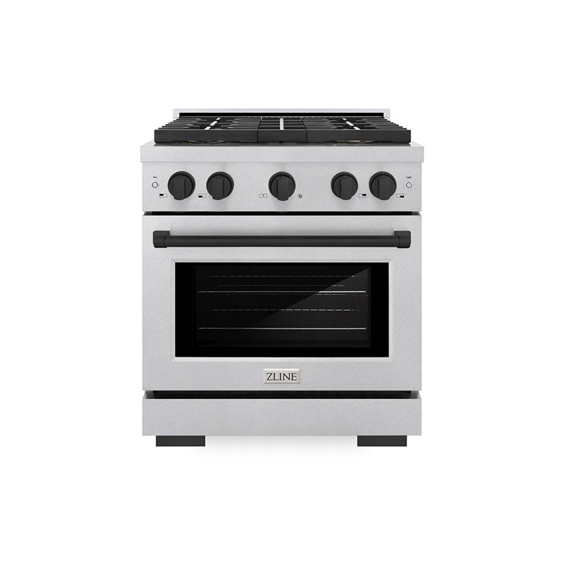 ZLINE Autograph 36 in. Black Stainless Paramount Gas Range with 6 DuoPro Burners w/ Bronze Accents, 5.2 cu ft, 6 burners