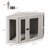 Corner-Style Dog Crate End Table - Walnut Brown Kennel With Plush Cushion, Space-Saving Design For Large Dogs