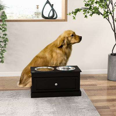 Bols pour chien surélevés avec capacité de 11 L, acier inoxydable noir et amovible pour une grande et propre vie de rangement pour animaux, satisfait