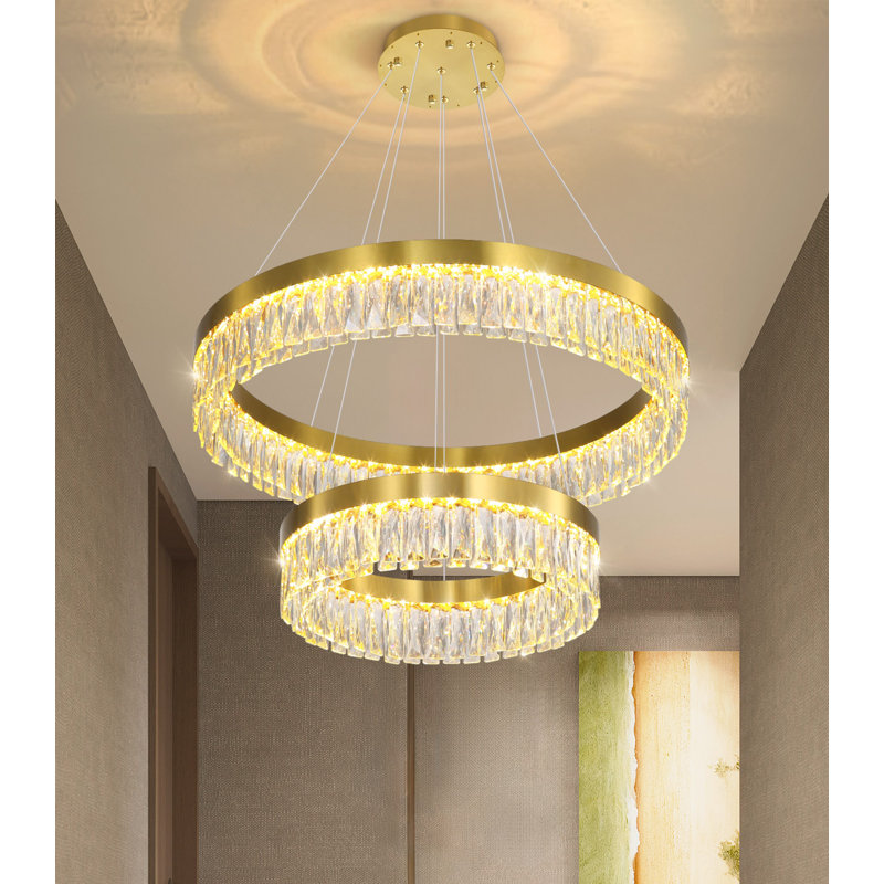 Lustre moderne 20 "+ 32" à DEL, Doré