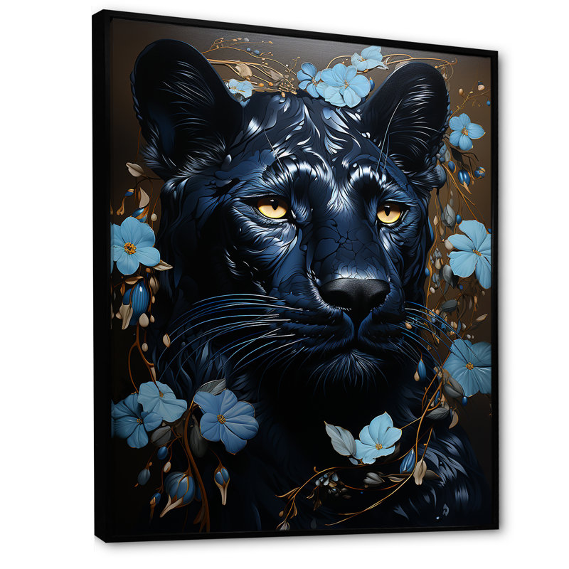 Chasse à la panthère noire Tranquillity I, H 44 po x l 34 po x P 1,5 po, Cadre flottant noir