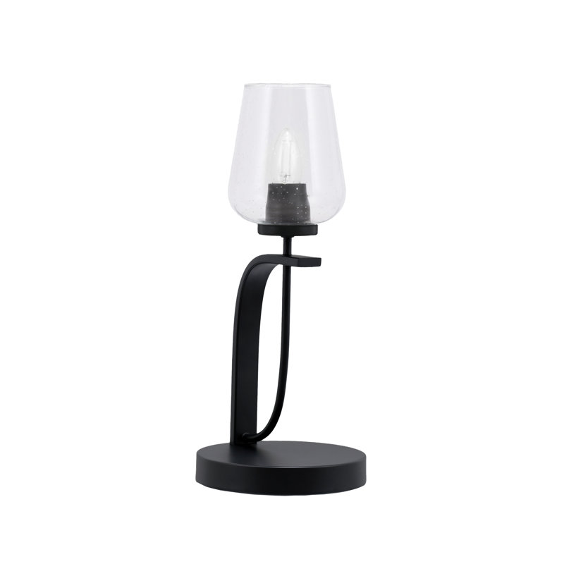 Krisann  Cavella Accent Lamp Shown In Matte Black Finish With 5" Clear Bubble Glass