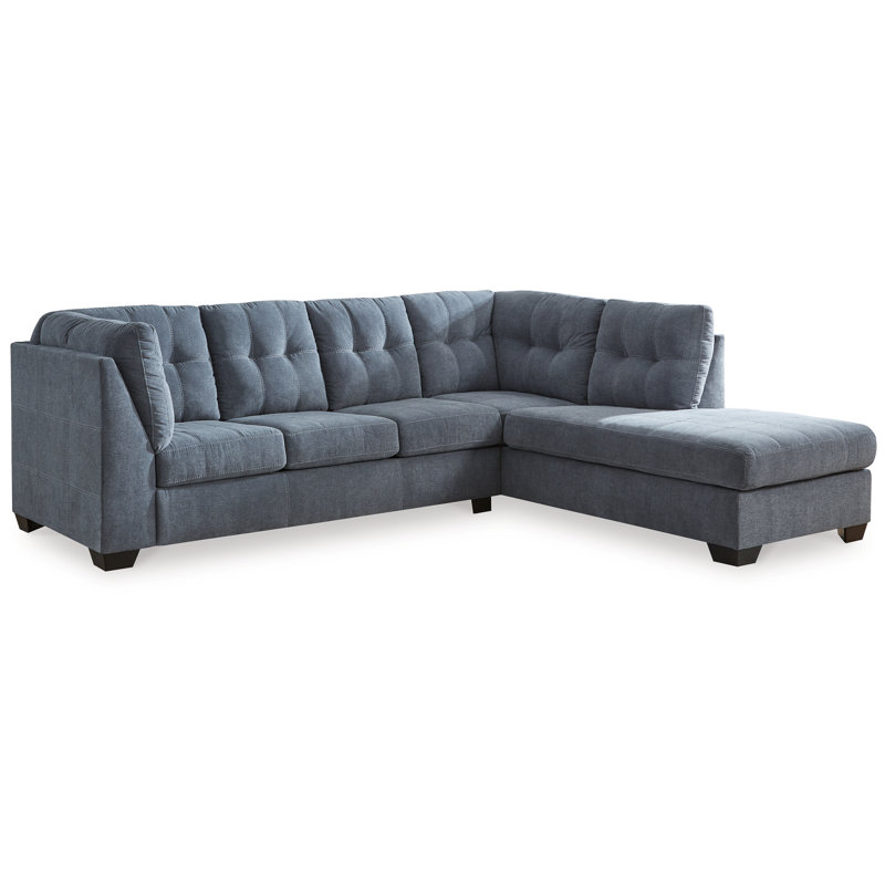 Marleton 2-Piece Sectional with Chaise, Blue Polyester, Right Hand Facing