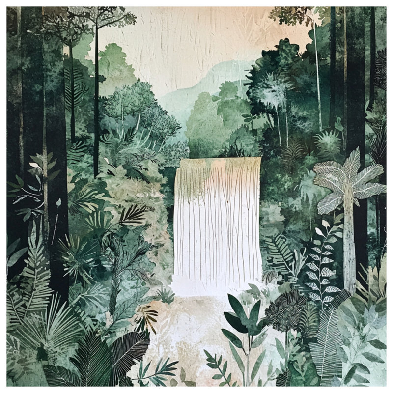 Dense Forest Waterfall Bath Mat, 24in W x 17in L