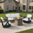 5 - Person Outdoor All-Weather Wicker Patio Conversation Set with Fire Pit Table-1566334898
