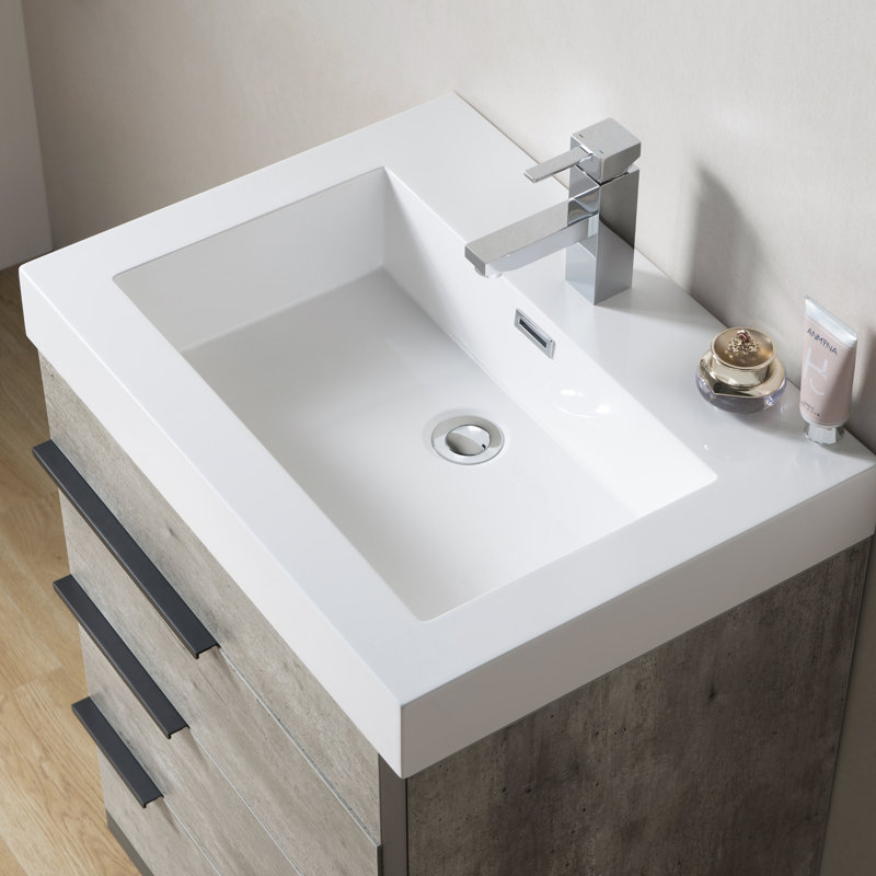 Dowell 24" White Resin Freestanding Bathroom Vanity Basin