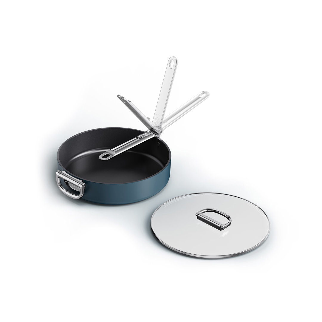 Joseph Joseph Space Ceramic Non-Stick 3.8 Qt. Sauté Pan with Folding Handle and Lid Joseph Joseph