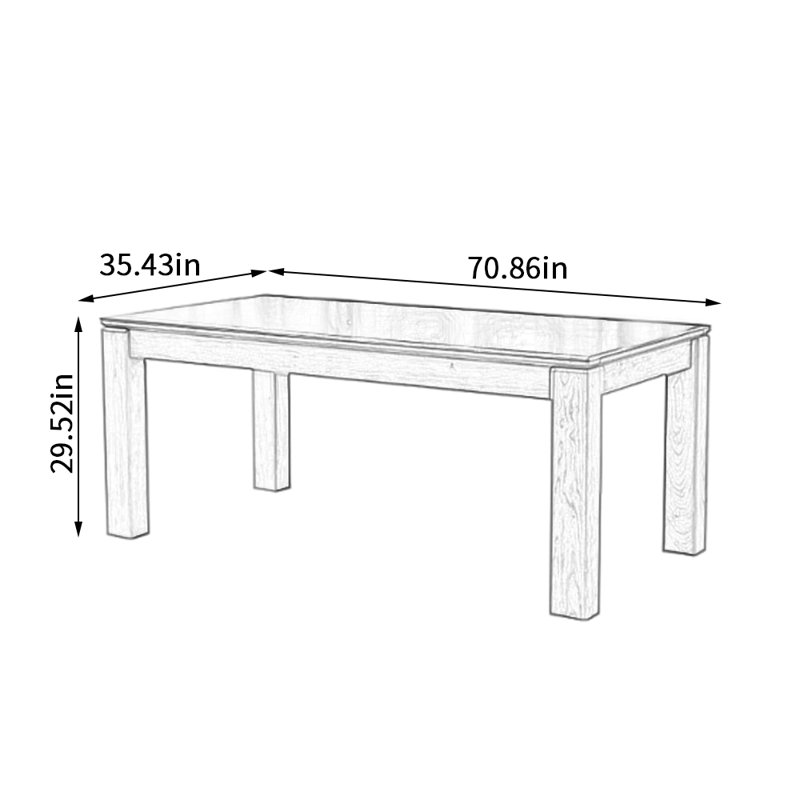 Table de salle à manger Rock, H 29,52 po x L 70,86 po x l 35,43 po, Blanc