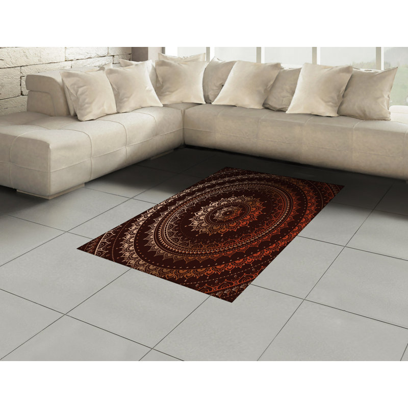 Mandala High Density Long Fiber Poly Threads Decorative Area Rug Carpet, Rectangle 4' x 5'8"