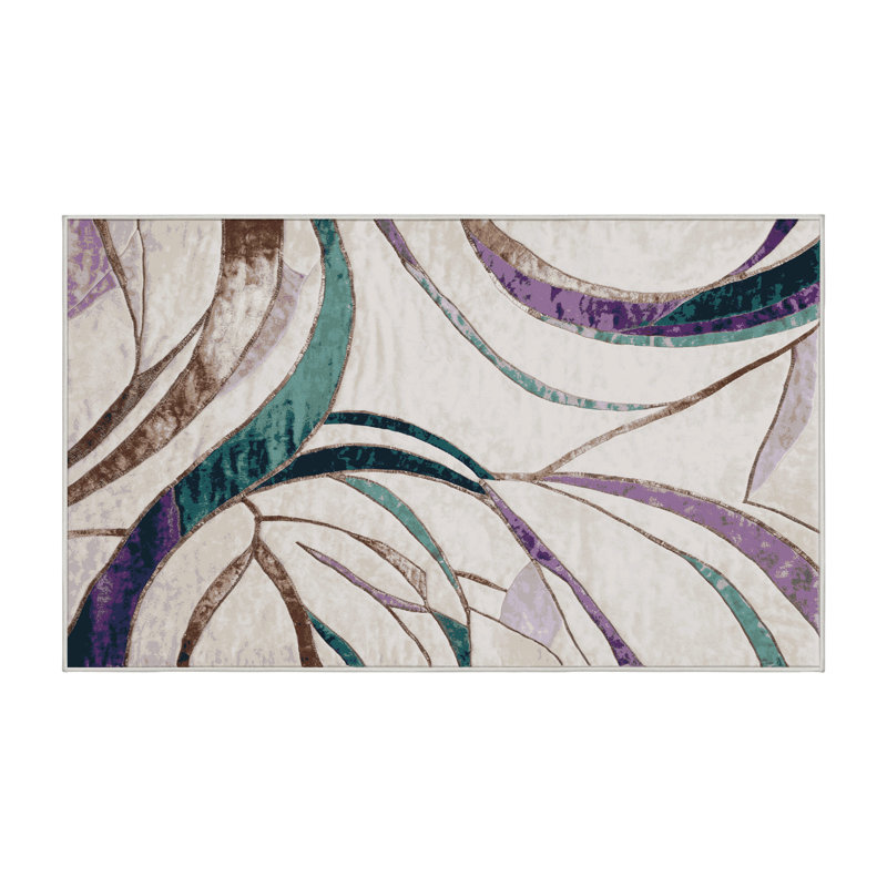 Machine Washable Beige Area Rug, Rectangle 6' x 9'