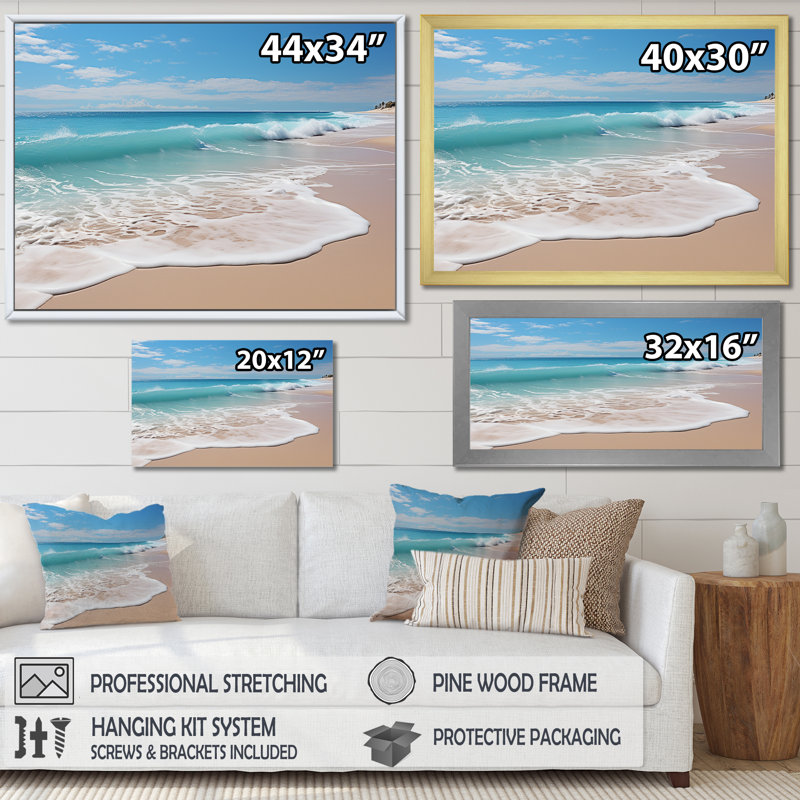 Harmonie de plage océanique - impressions sur toile côtières, H 34 po x l 44 po x P 1,5 po, Cadre naturel flottant