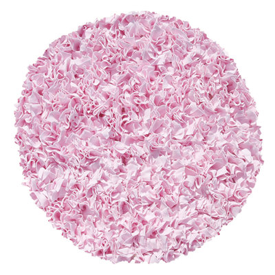 Tapis à poils longs rose en coton