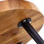 de table ronde de 3 pouces avec texture de grain de bois naturel, moulure d'aspiration exquise et pieds en métal noir