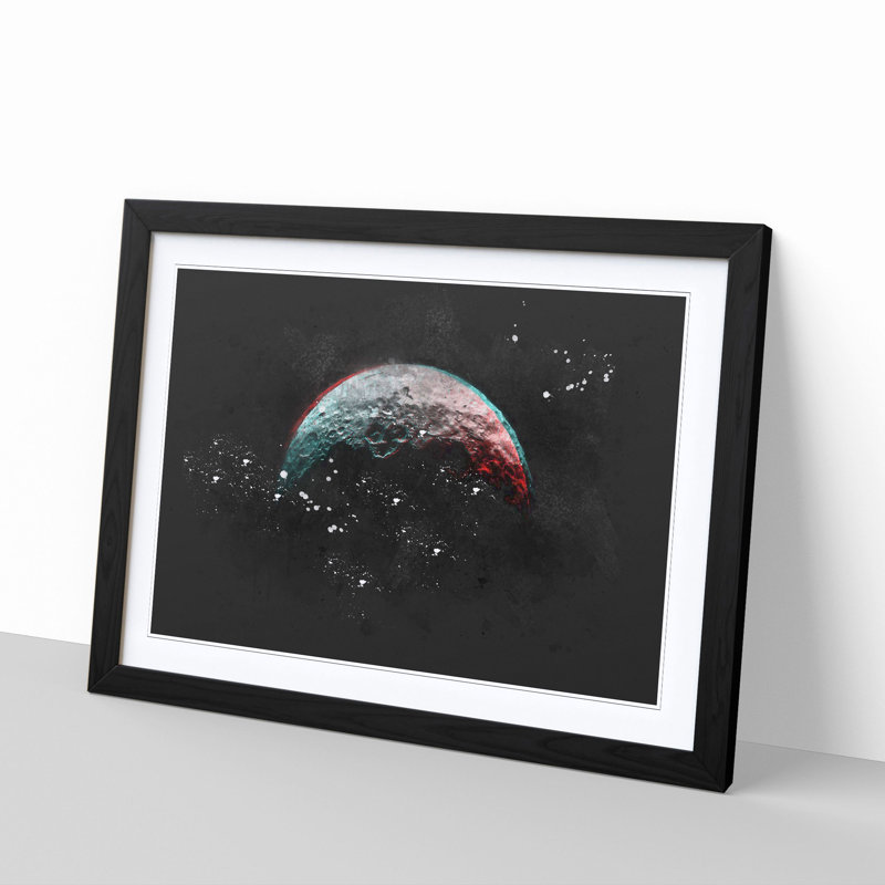 Moon - Picture Frame Painting Print, 24cm H x 33cm W x 2cm D, Black Framed