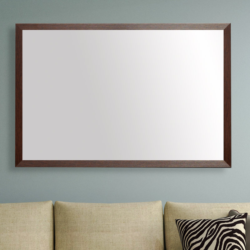 Wood Framed Mirror with Safety Backing Ideal for Bathroom / Vanity Mirror Ellis Collection, Brushed Chrome, 26" x 56"