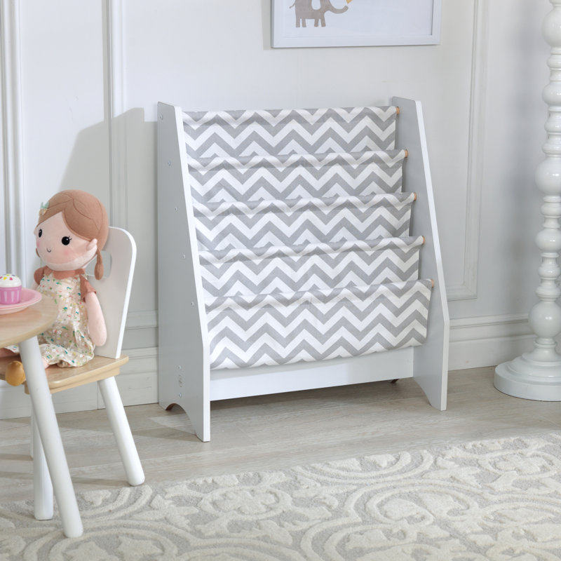 Sling Wooden Bookshelf, Grey/White