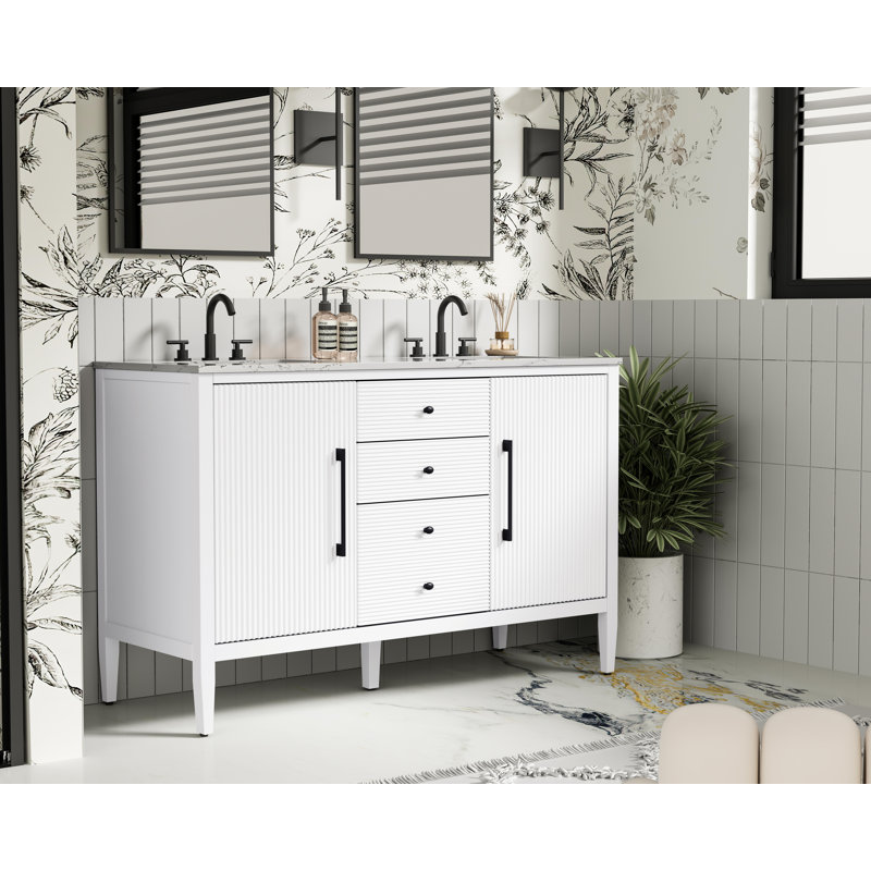 Meuble-lavabo double 54 po, Blanc