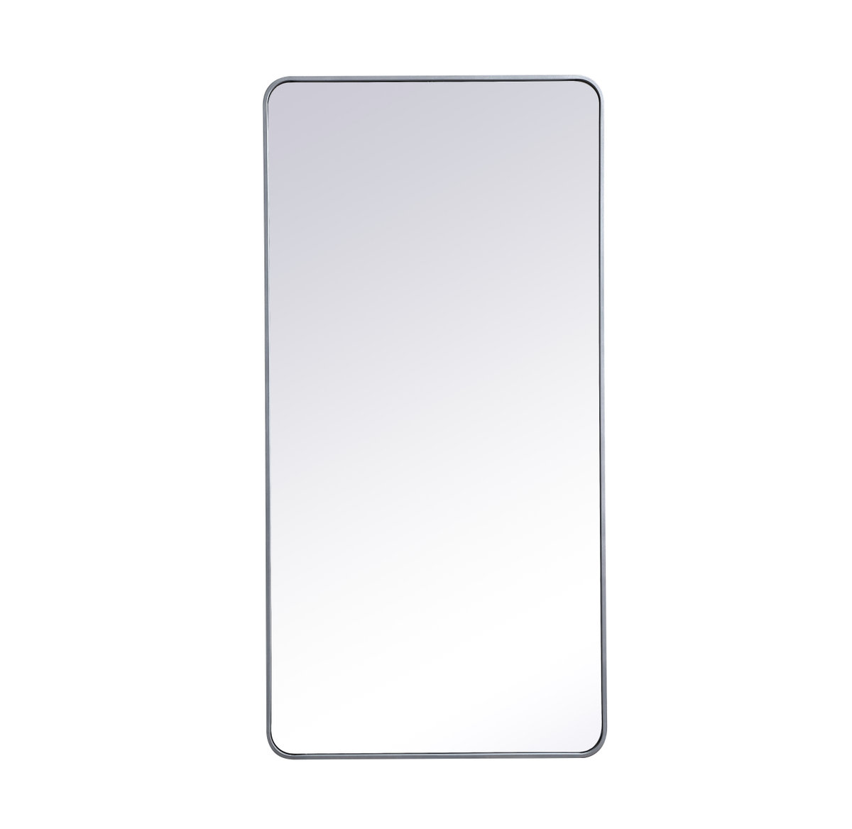 Sabine Metal Rounded Rectangle Wall Mirror, Silver, 60'' H x 30'' W