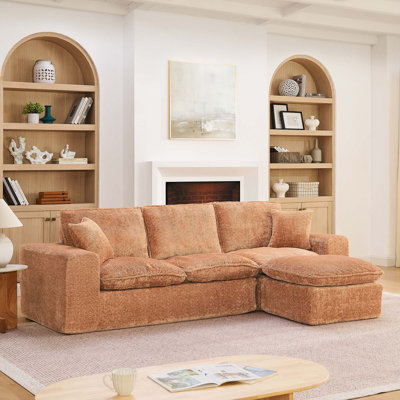 Canapé modulaire Boneless de 107 pouces avec méridienne réversible Boucle avec confort réversible, assise profonde, flexibilité modulaire et conception sans assemblage.