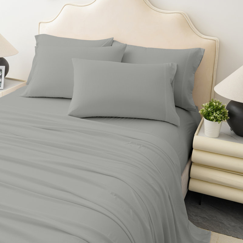 Queen Dark Grey Microfiber 6-Piece Sheet Set