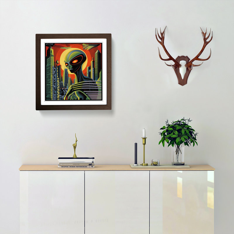 Single Picture Frame Print on Wood, Walnut