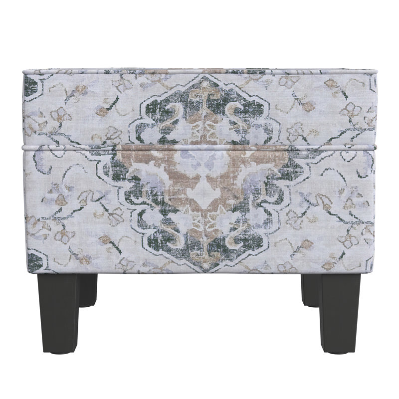 Gorton Medium Storage Ottoman, Antiqued Medallion Ebony